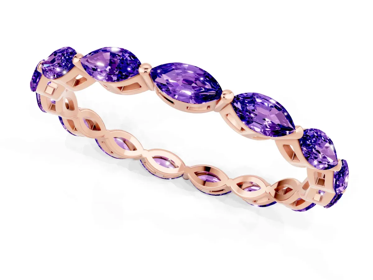 Marquise Tanzanite Eternity Band with U-Prong Setting Rose gold