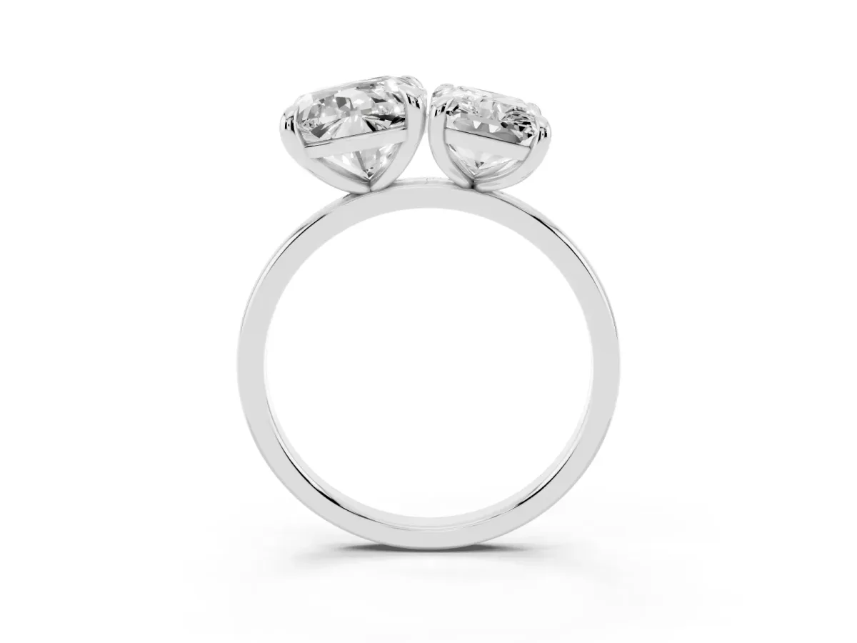 Cushion and Radiant Toi Moi Ring with Prong Setting and Plain Band Silver