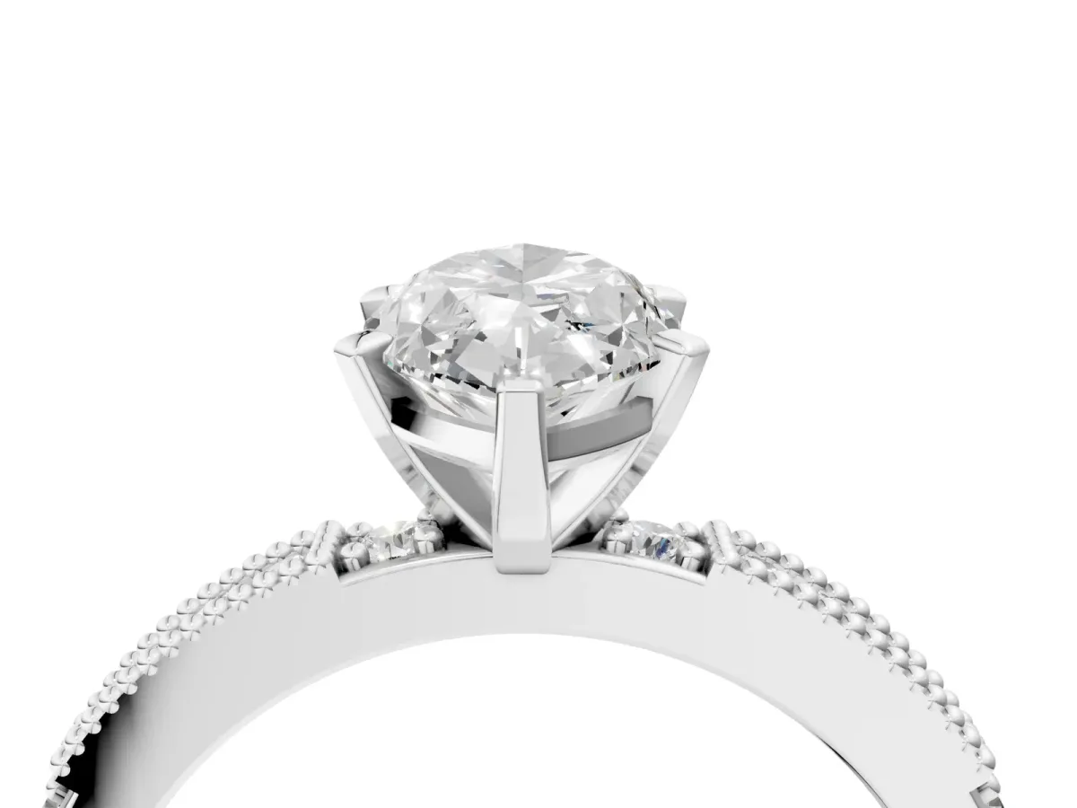 Marquise Cut Solitaire with Pavé Band and Four-Prong Setting Platinum