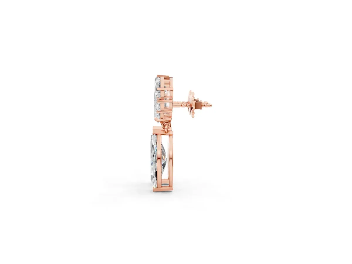Marquise Cut Diamond Ear Climber Drop Earrings Rose gold