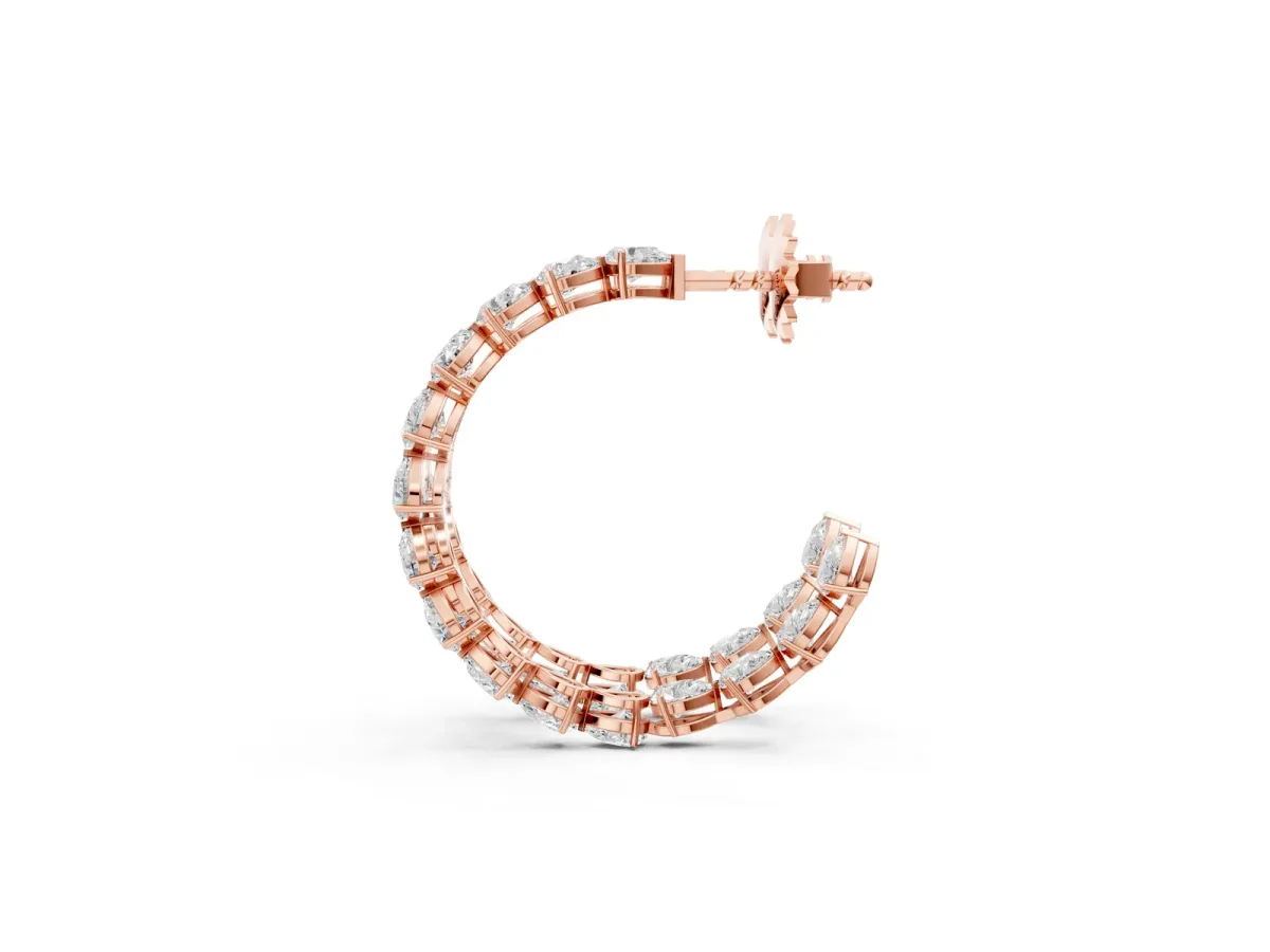 Pear Diamond Open Hoop Earrings Rose gold