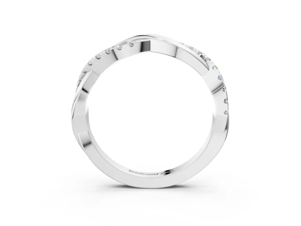 Round Diamond Twisted Infinity Band with Prong Setting Platinum