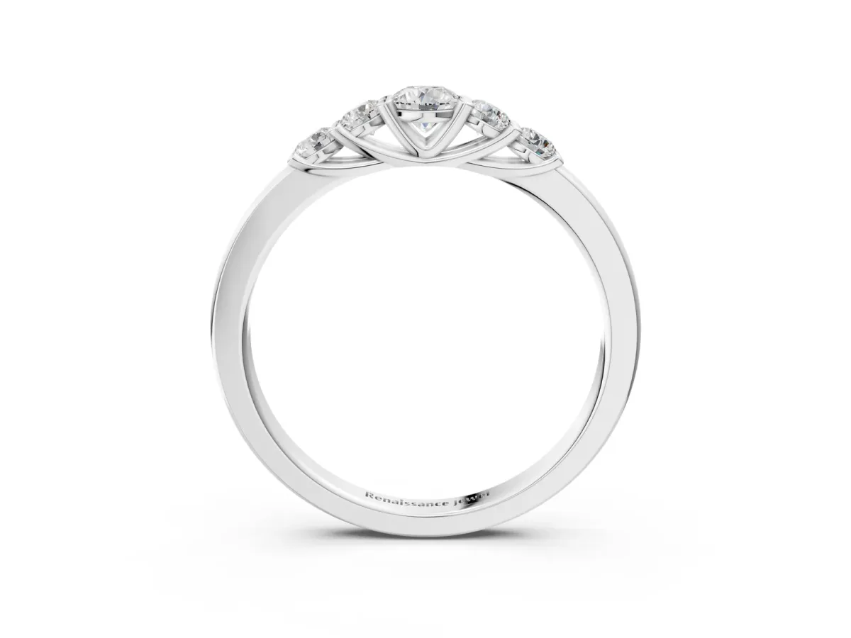 Five-Stone Round Diamond Prong Set Half Eternity Band White gold