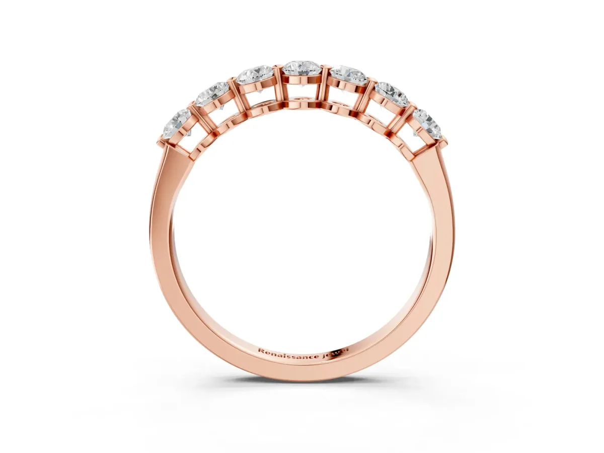 Round Cut Diamond Prong Set Half Eternity Band Rose gold