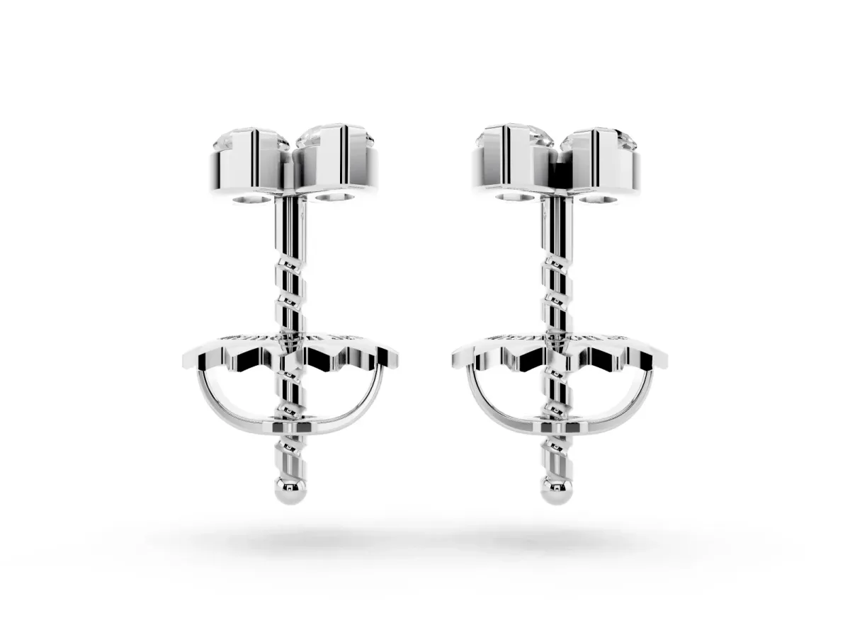 Marquise Diamond Two Stone Stud Earrings Platinum