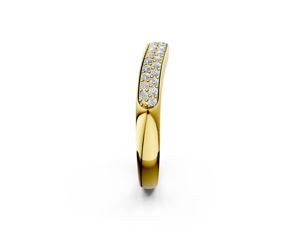 Pavé Round Diamond Contour Band Yellow gold