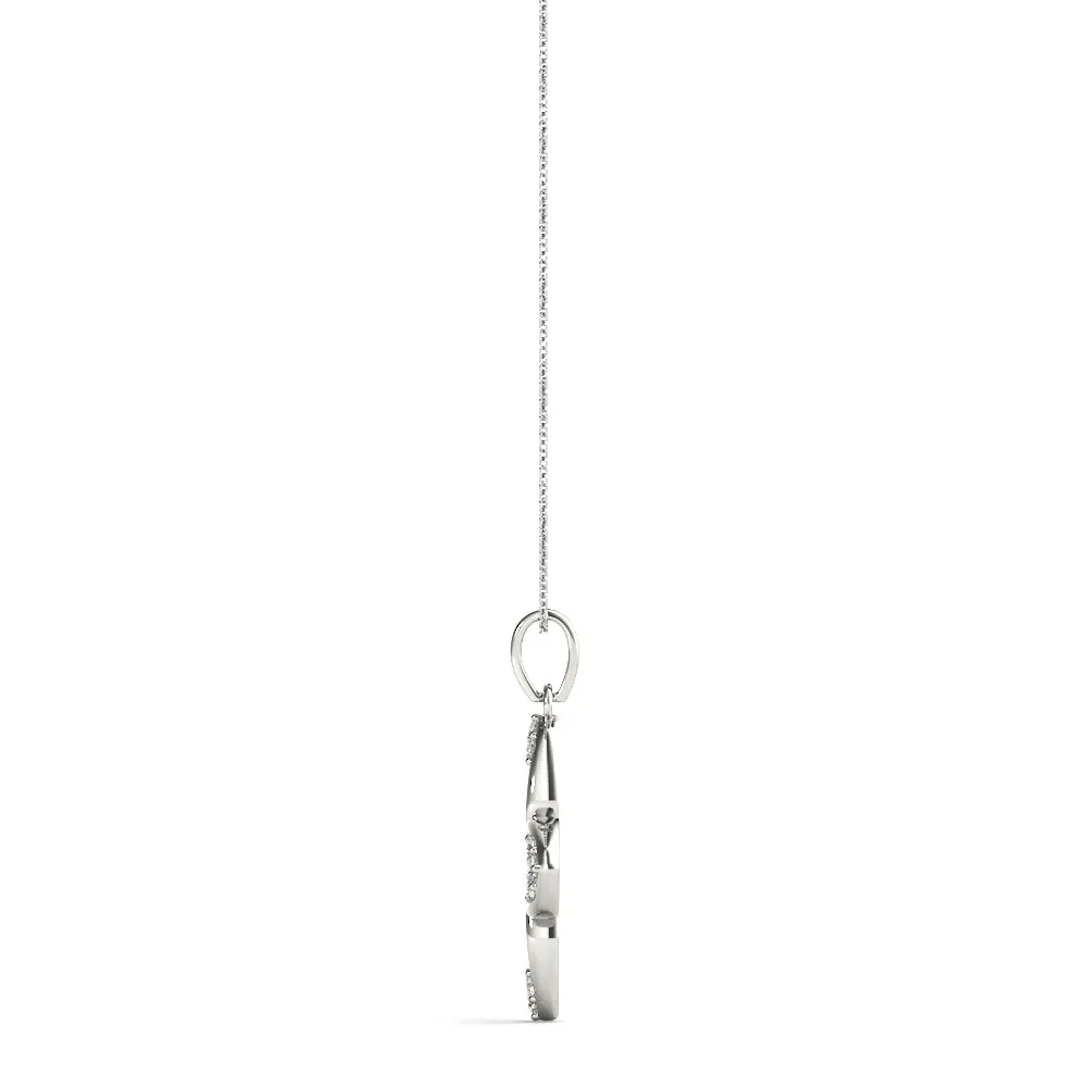 Pavé Diamond Marquise Prong Pendant Silver