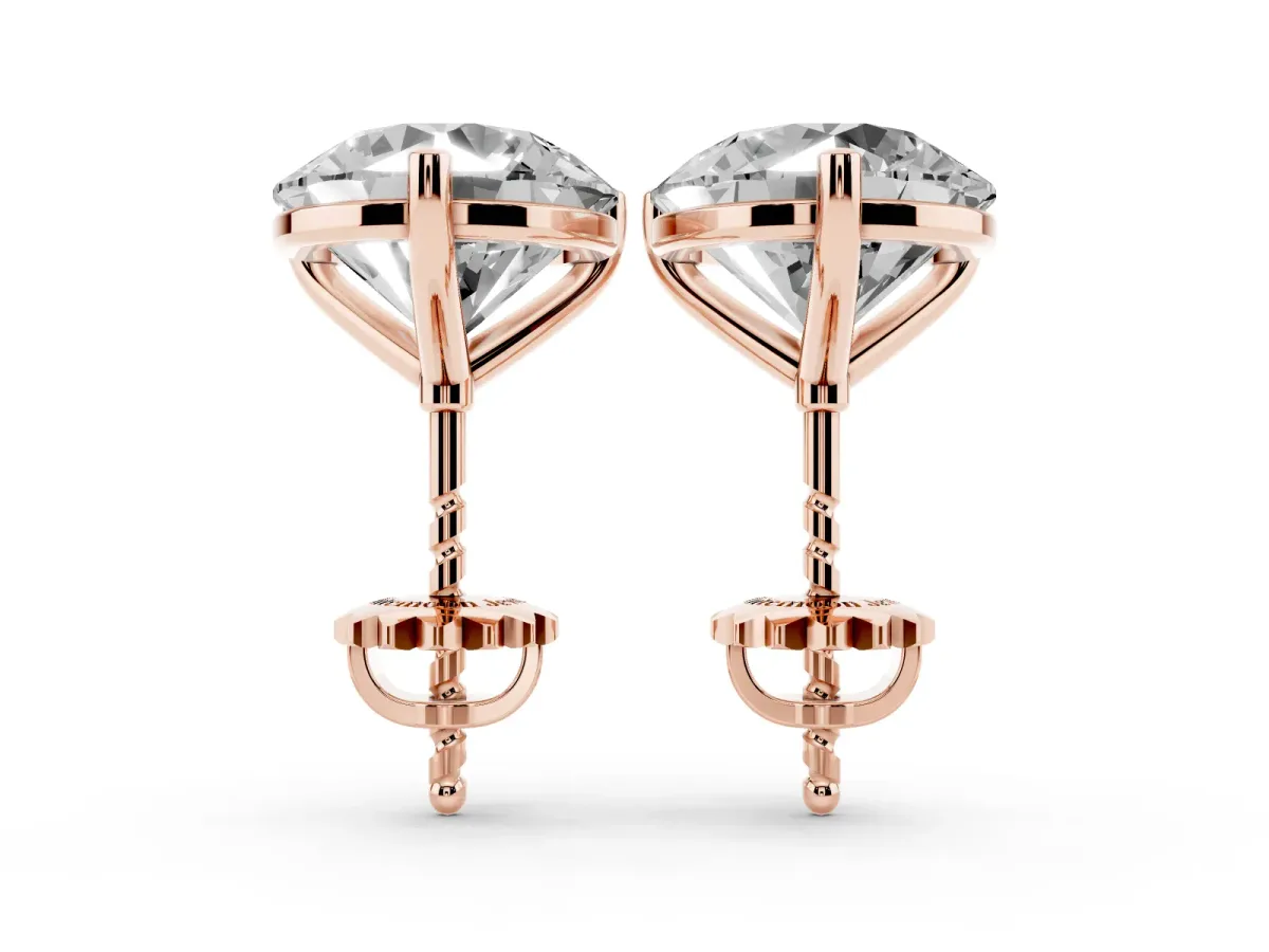Round Brilliant Diamond Martini Stud Earrings Rose gold