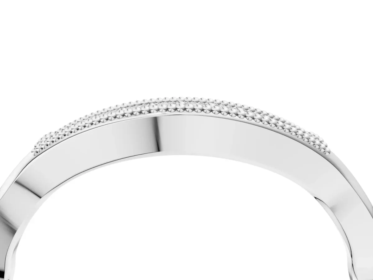 Milgrain Curved Diamond Pavé Band with Round Stones Platinum