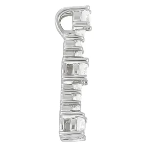 Round Diamond Vertical Bar Pendant with Prong Setting White gold