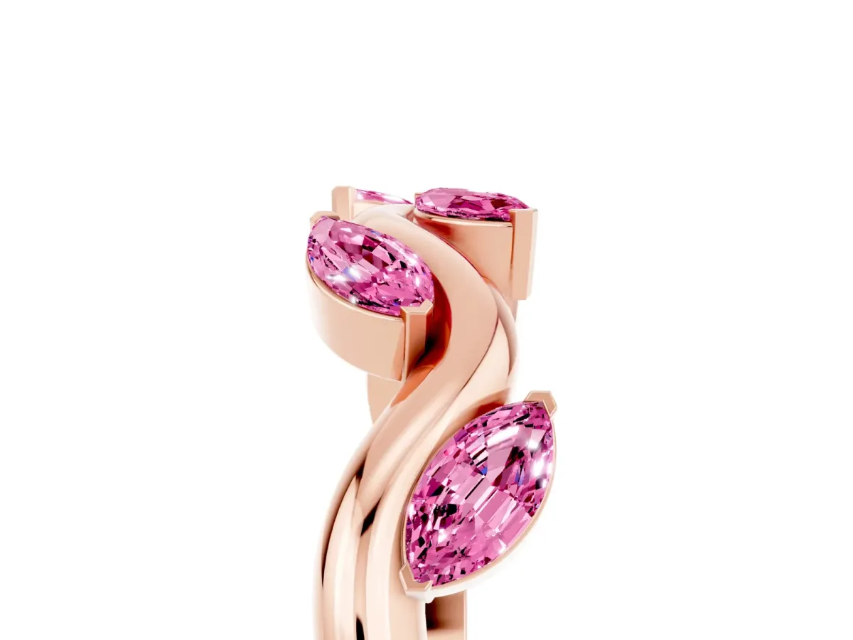 Marquise Pink Sapphire Twisted Band with Prong Setting Rose gold