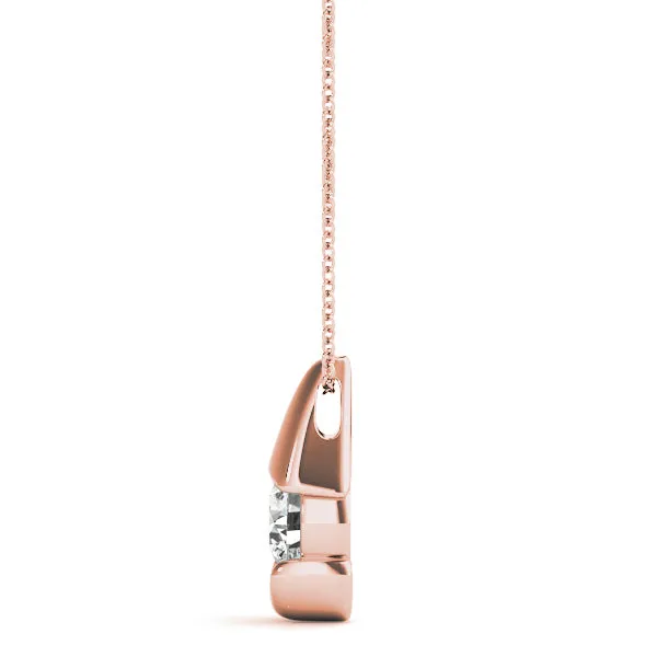 Round Diamond Bezel Set Teardrop Pendant Rose gold