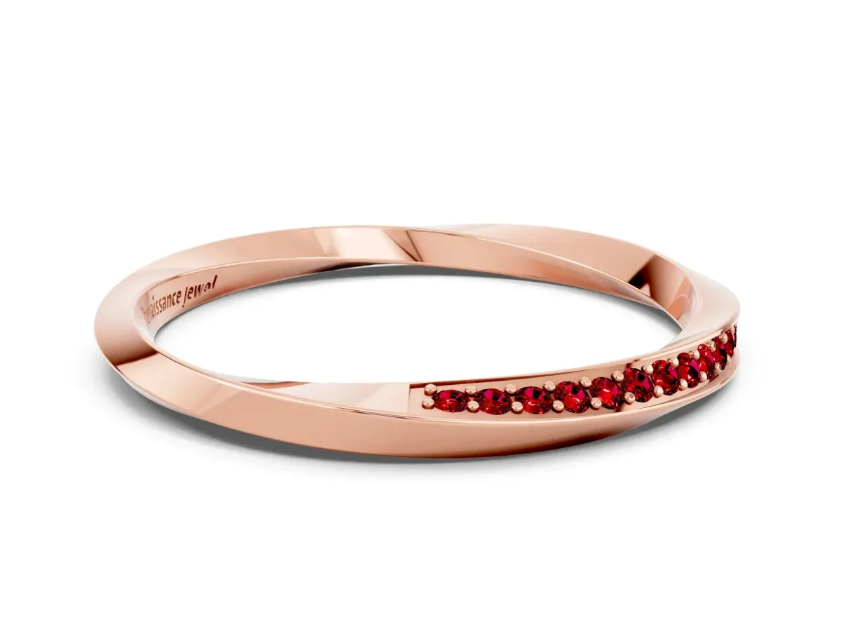 Pavé Round Ruby Twist Band Rose gold