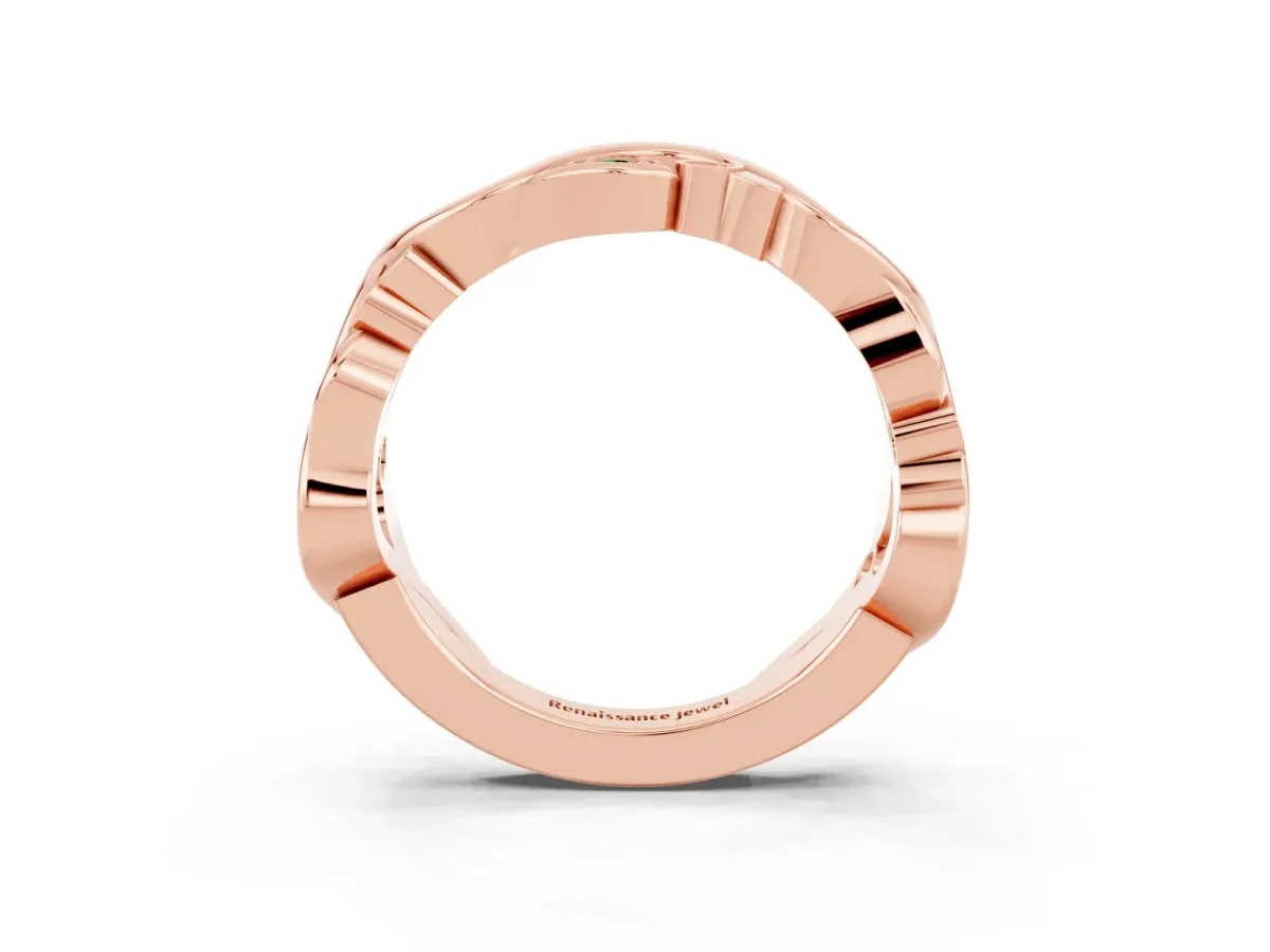 Marquise Emerald Vine Eternity Band with Bezel Setting Rose gold