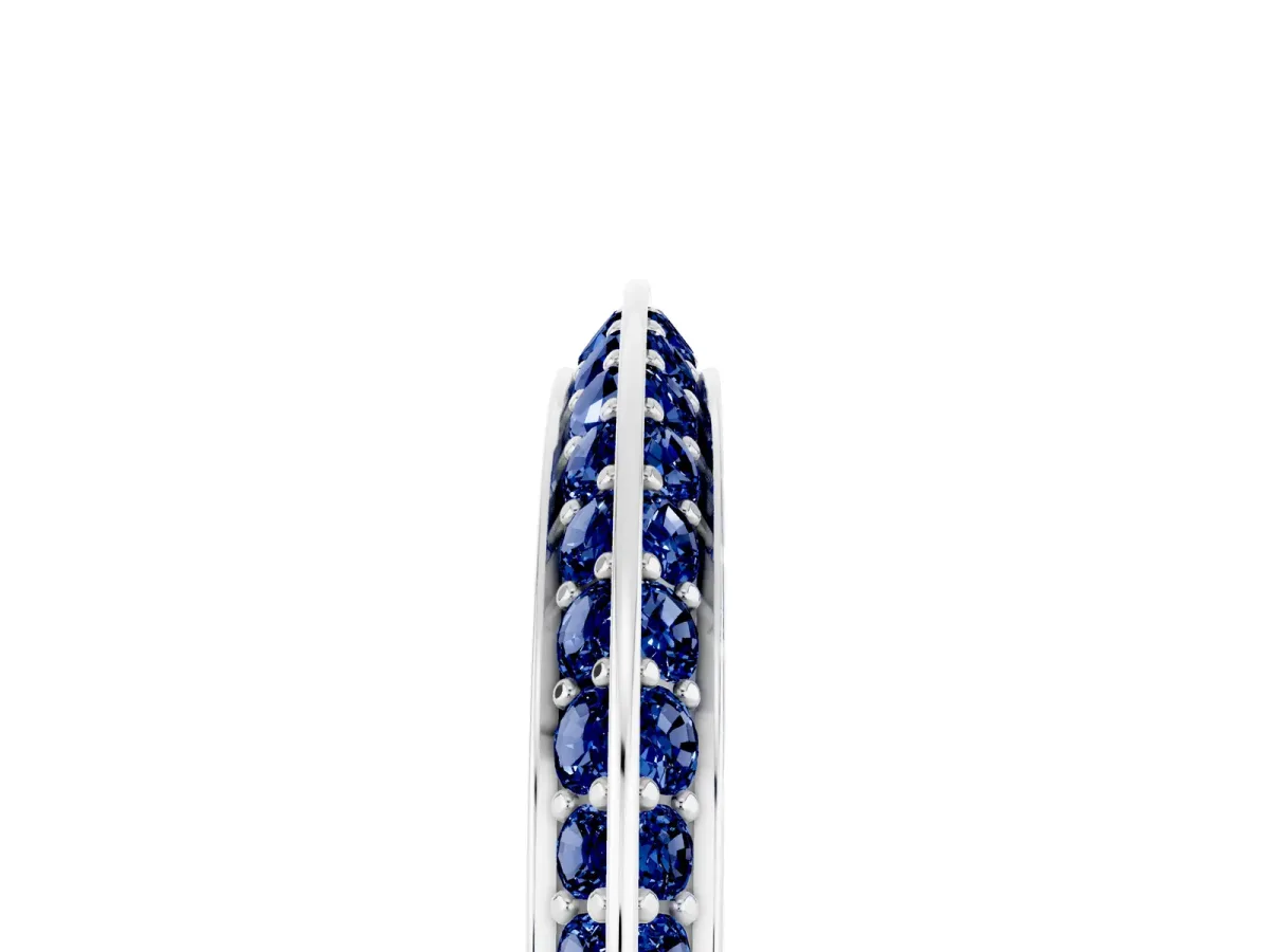 Double Row Pavé Round Blue Sapphire Eternity Band with Channel Setting Platinum