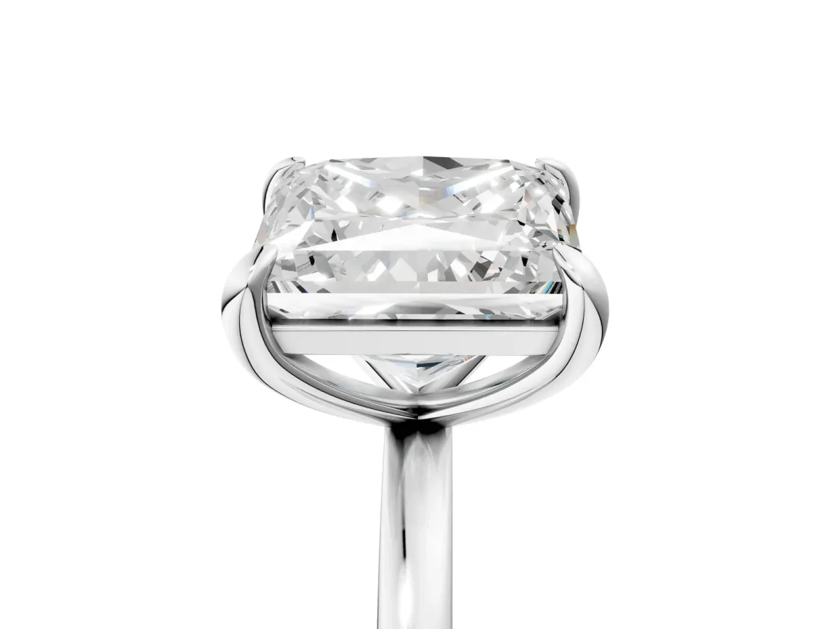 Oval and Princess Toi Moi Ring with Prong Setting and Plain Band White gold