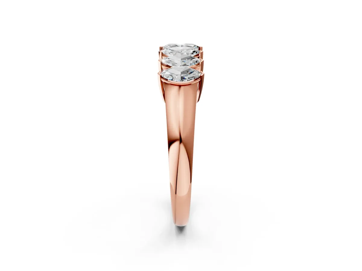 Marquise Diamond Prong Set White Gold Curved Band Rose gold