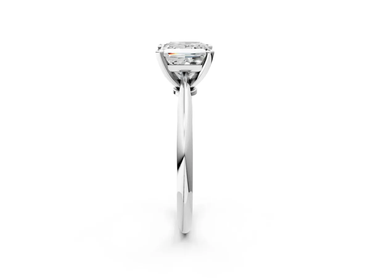 Princess Cut Diamond Solitaire Engagement Ring with Classic Band and Four-Prong Setting Silver