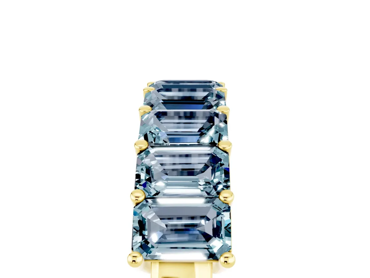 Emerald Cut Aquamarine Prong-Set Eternity Band Yellow gold