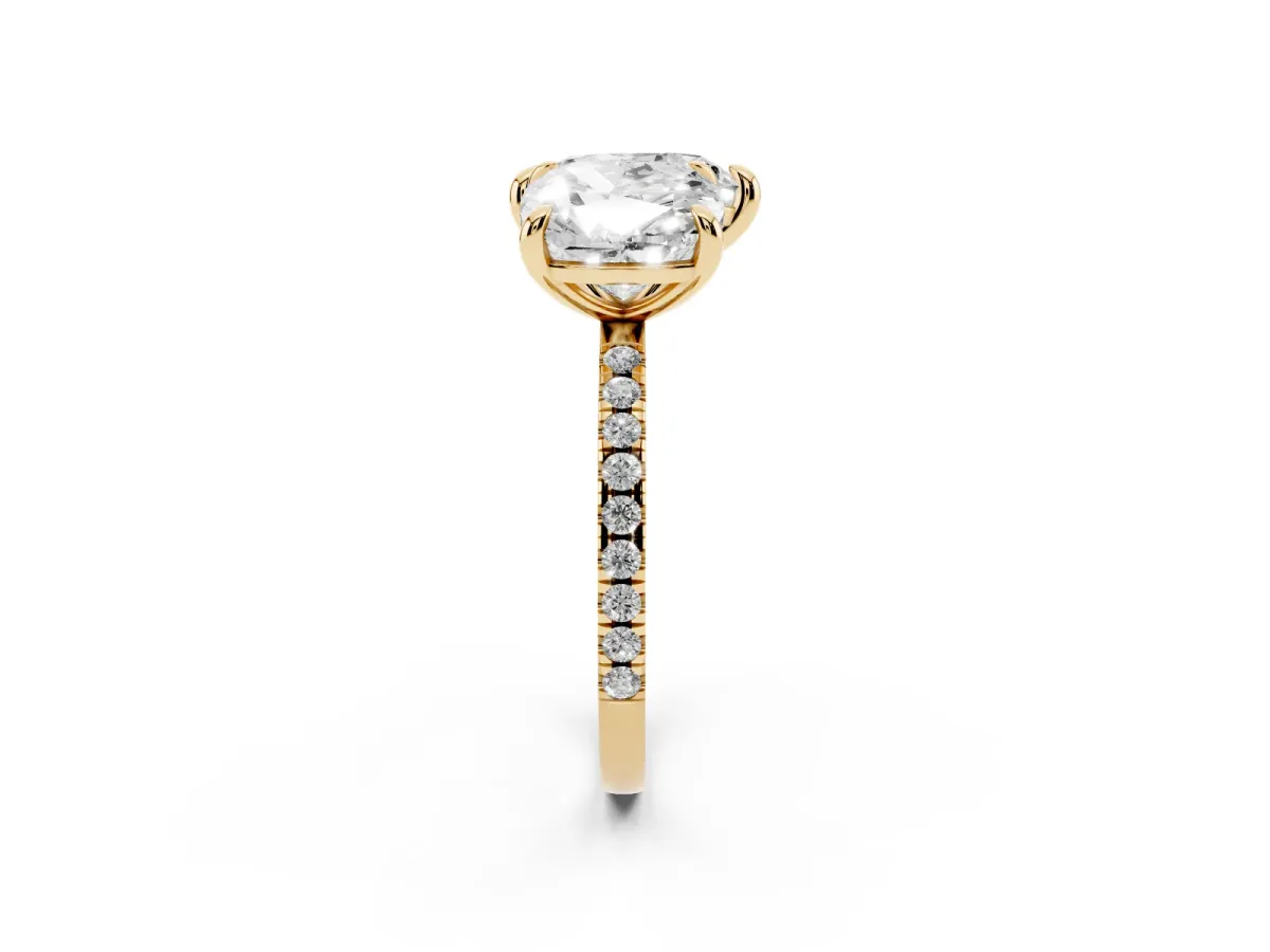 Cushion and Heart Toi Moi Ring with Prong Setting and Pave Band Yellow gold