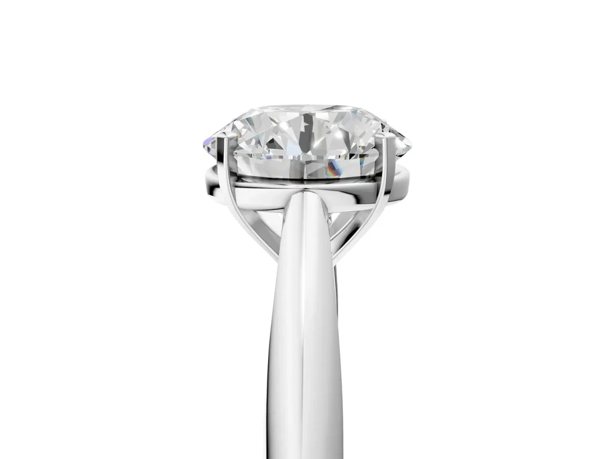 Round Cut Diamond Solitaire Engagement Ring with Cathedral Setting and Four-Prong Mount White gold
