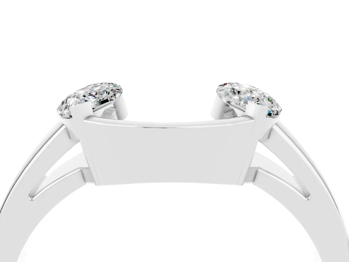 Marquise Moissanite Open Band Ring with Tension Setting Platinum
