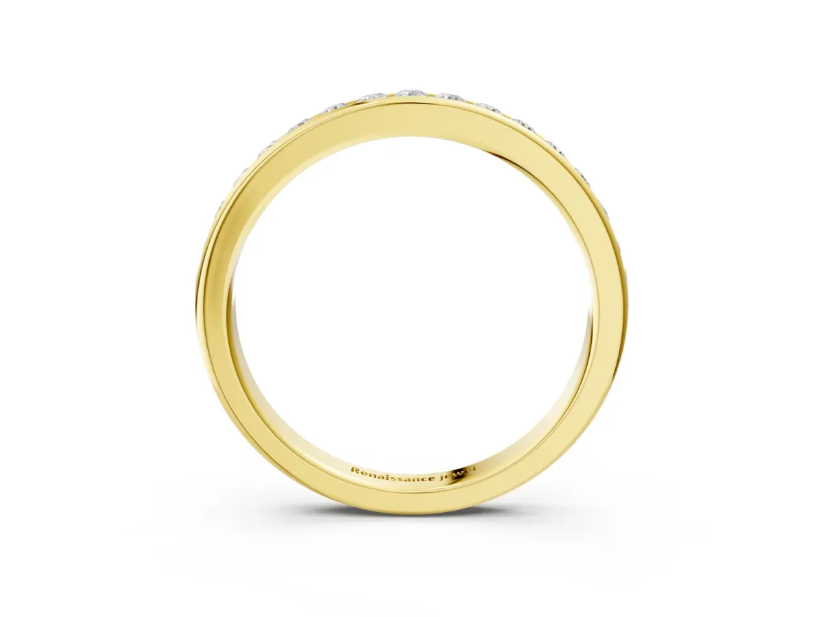 Round Cut Diamond Channel Set Eternity Band Yellow gold