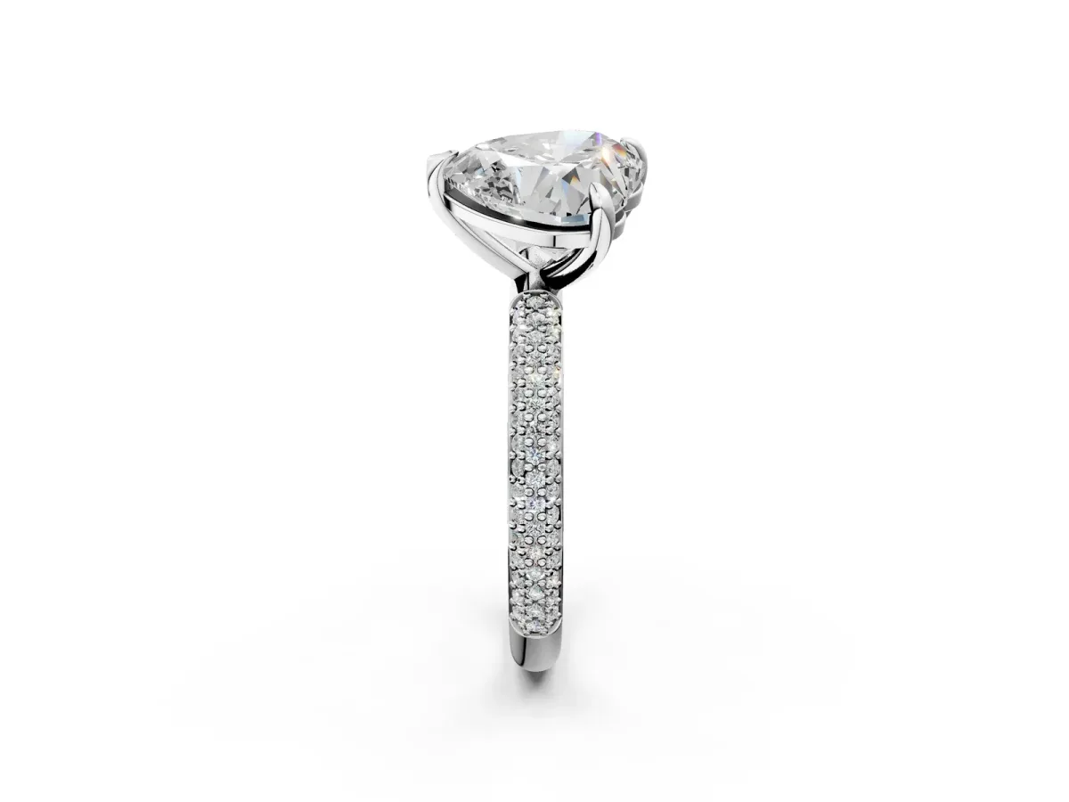 Pear and Heart Toi Moi Ring with Prong Setting and Micro Pave Band Silver
