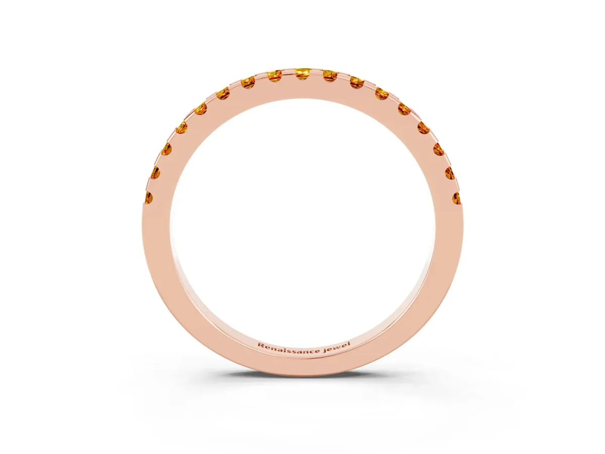 Round Citrine Pavé Set Eternity Band with Micro Prong Setting Rose gold