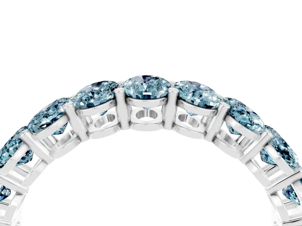 Oval Cut Aquamarine Eternity Band with Shared Prong Setting Silver