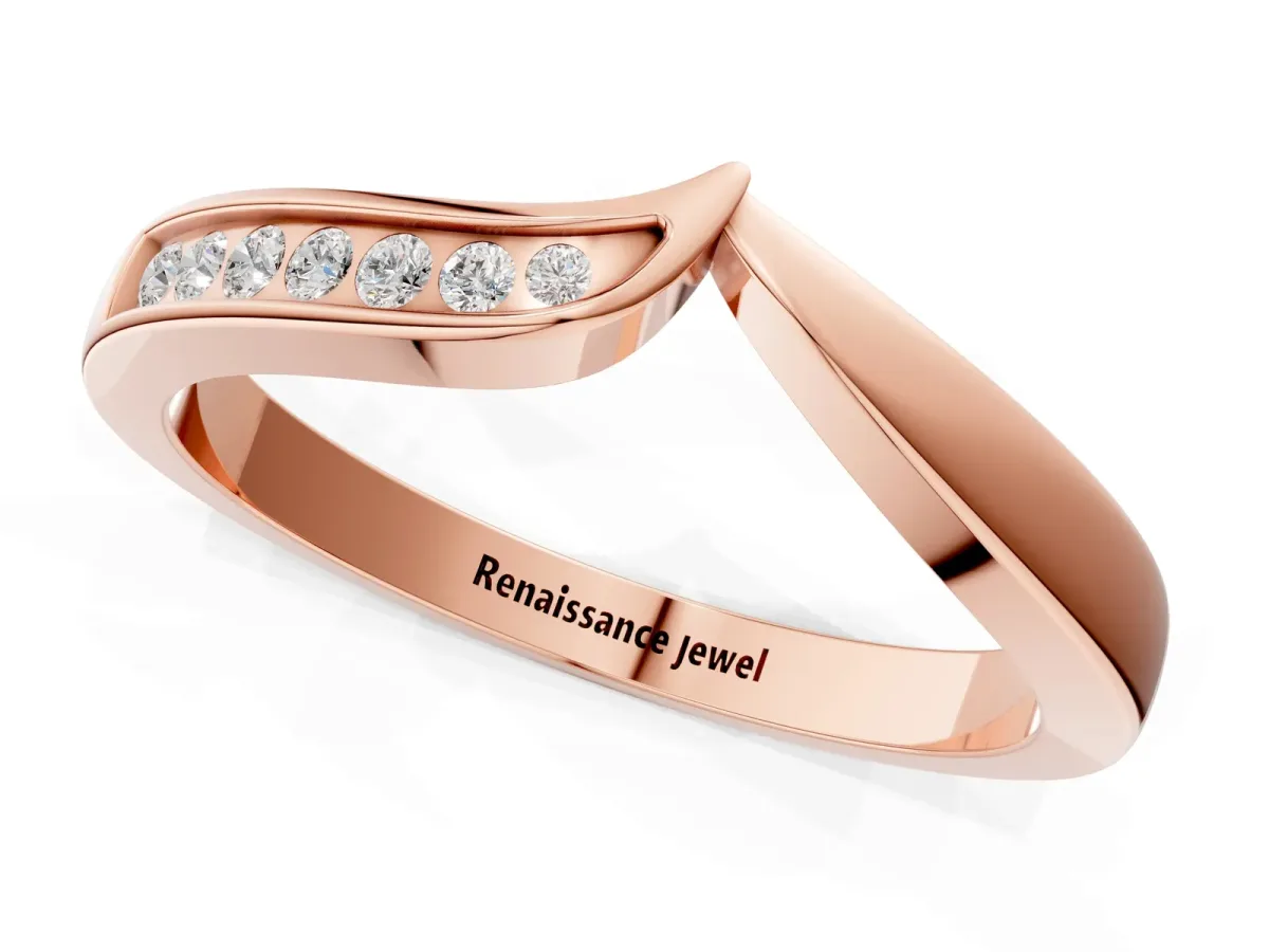 Channel Set Round Diamond Contour Band Rose gold