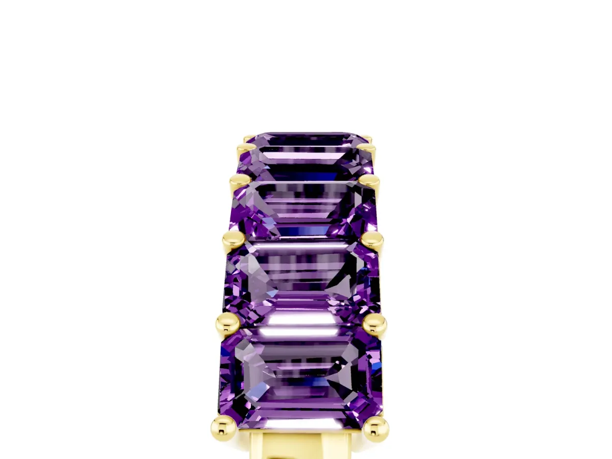 Emerald Cut Amethyst Prong-Set Eternity Band Yellow gold