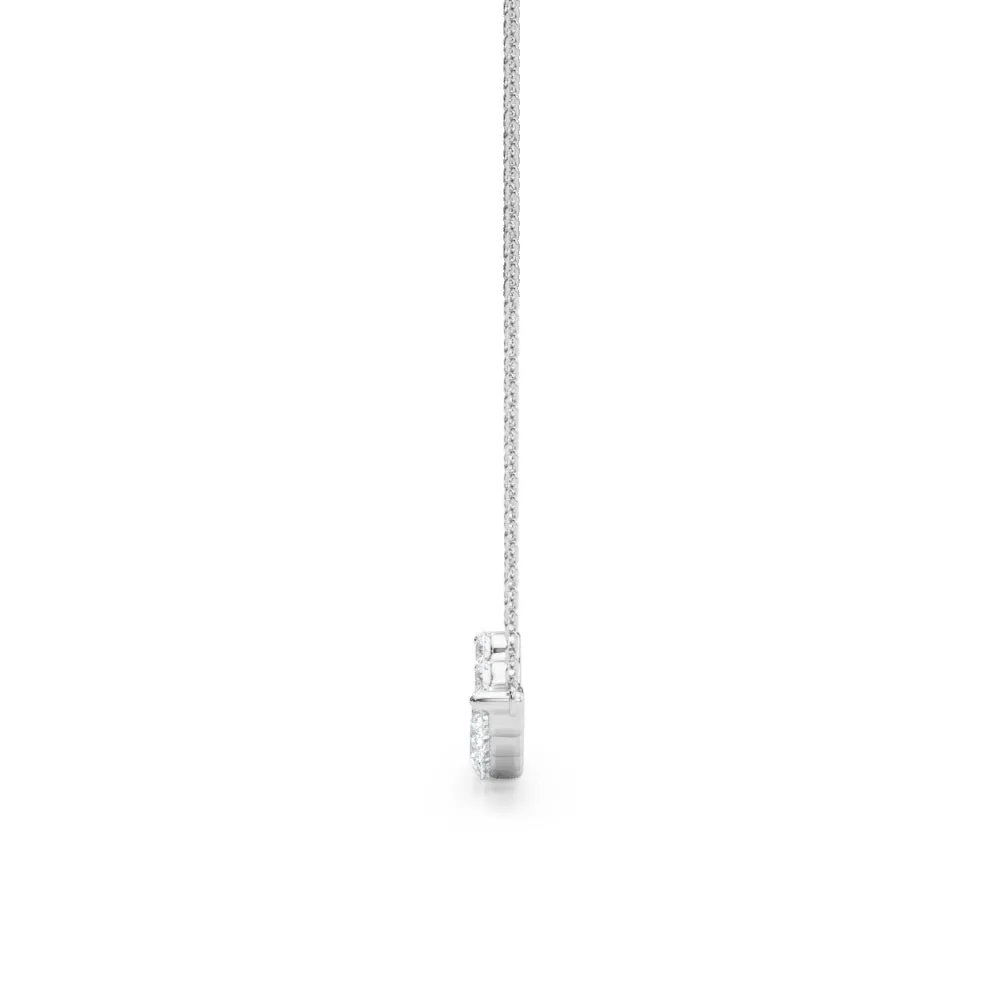 Round Diamond Graduated Bar Necklace with Prong Setting White gold