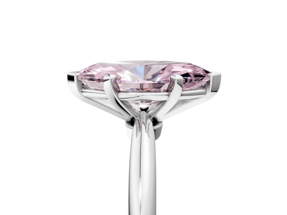 Fancy Pink Marquise Cut Diamond Solitaire Ring with Six-Prong Setting and Classic Band Silver
