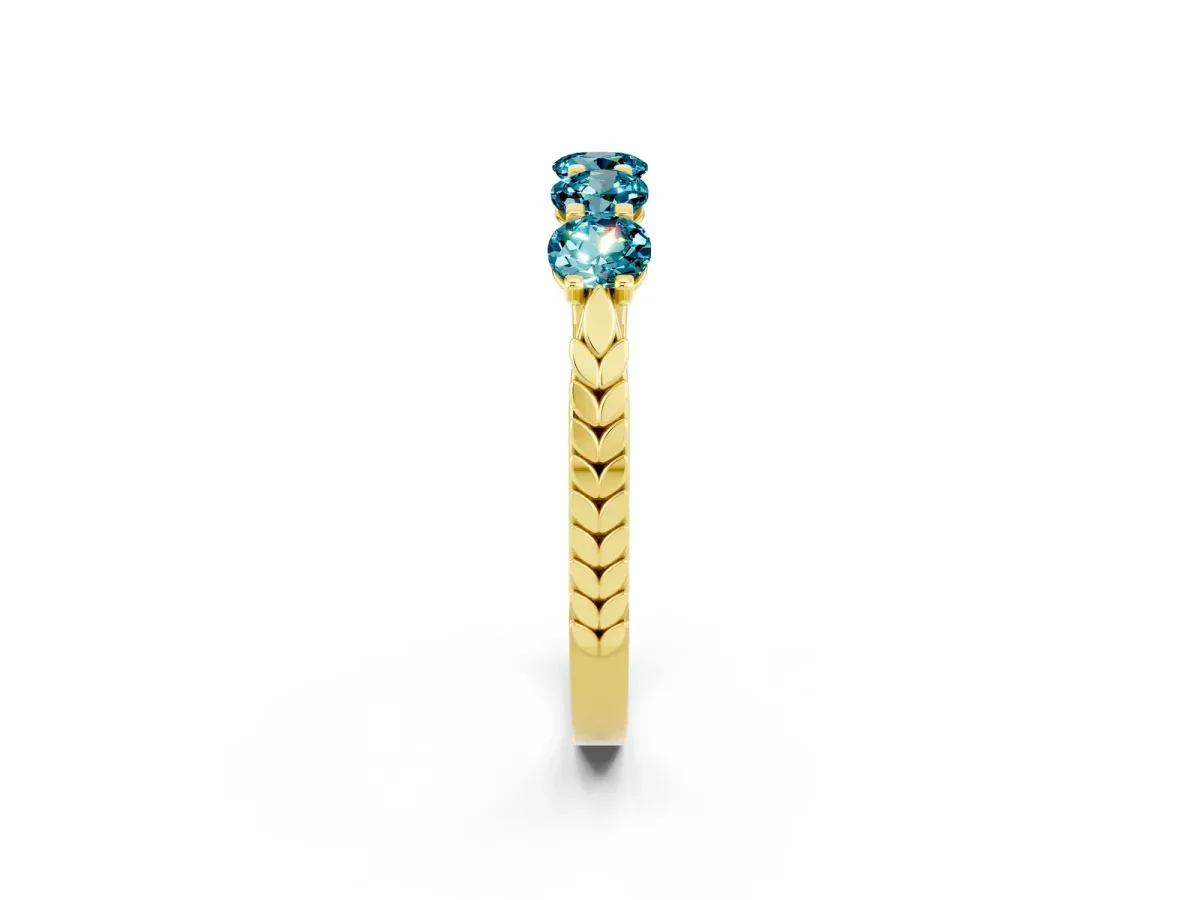 Five-Stone Round Blue Topaz Prong-Set Band Yellow gold