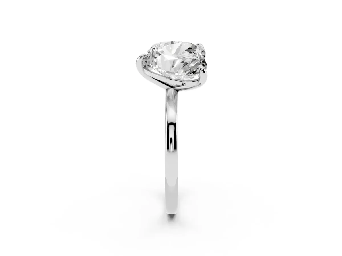 Round and Heart Toi Moi Ring with Prong Setting and Plain Band Platinum