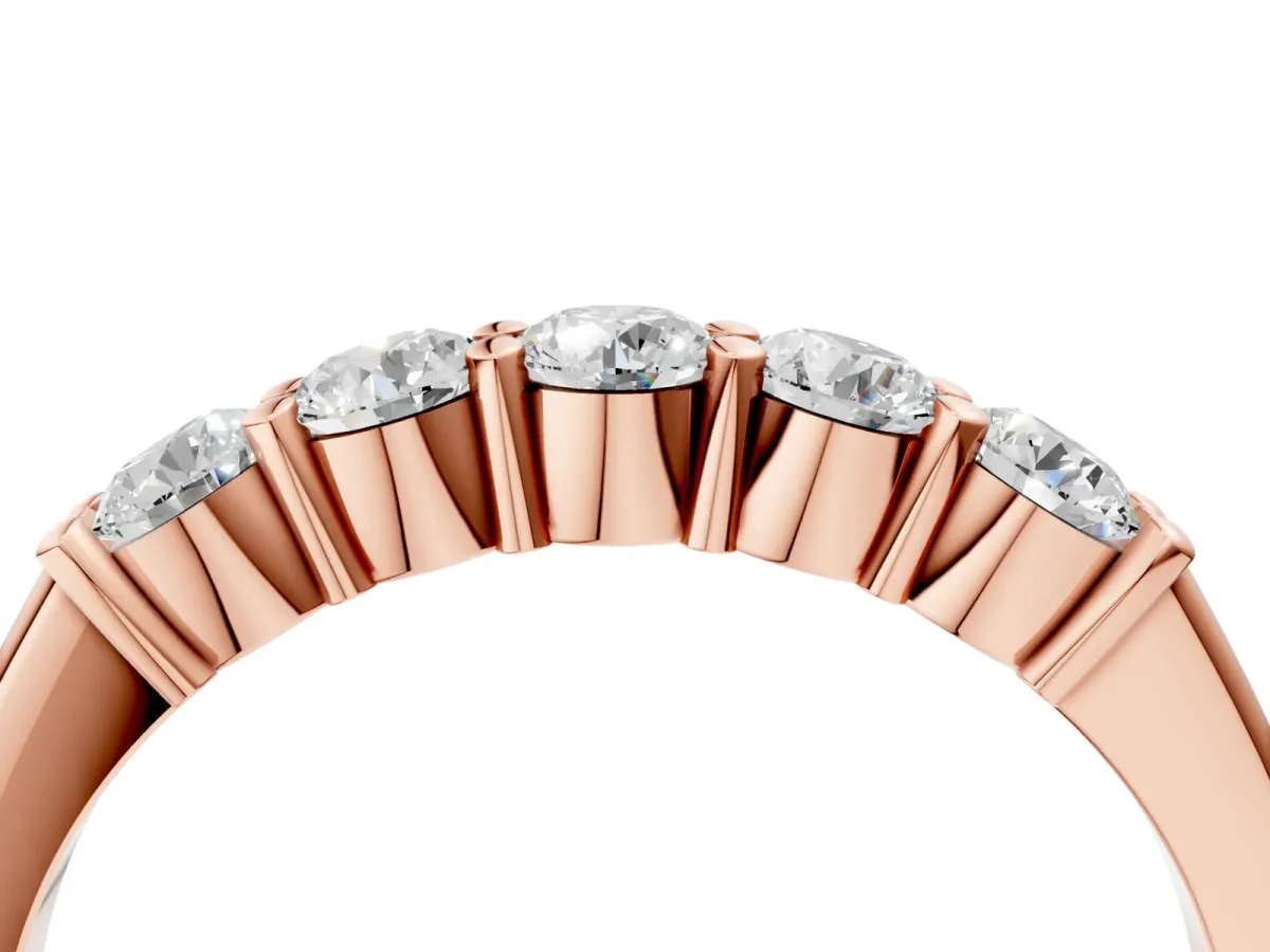 Round Cut Diamond Prong Set Half-Eternity Band Rose gold