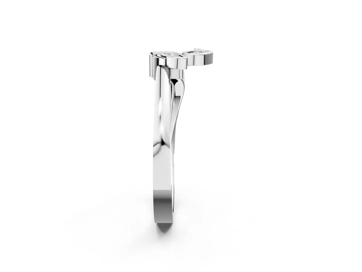 Three-Stone Round Diamond Leaf Bypass Ring with Bezel Setting Platinum