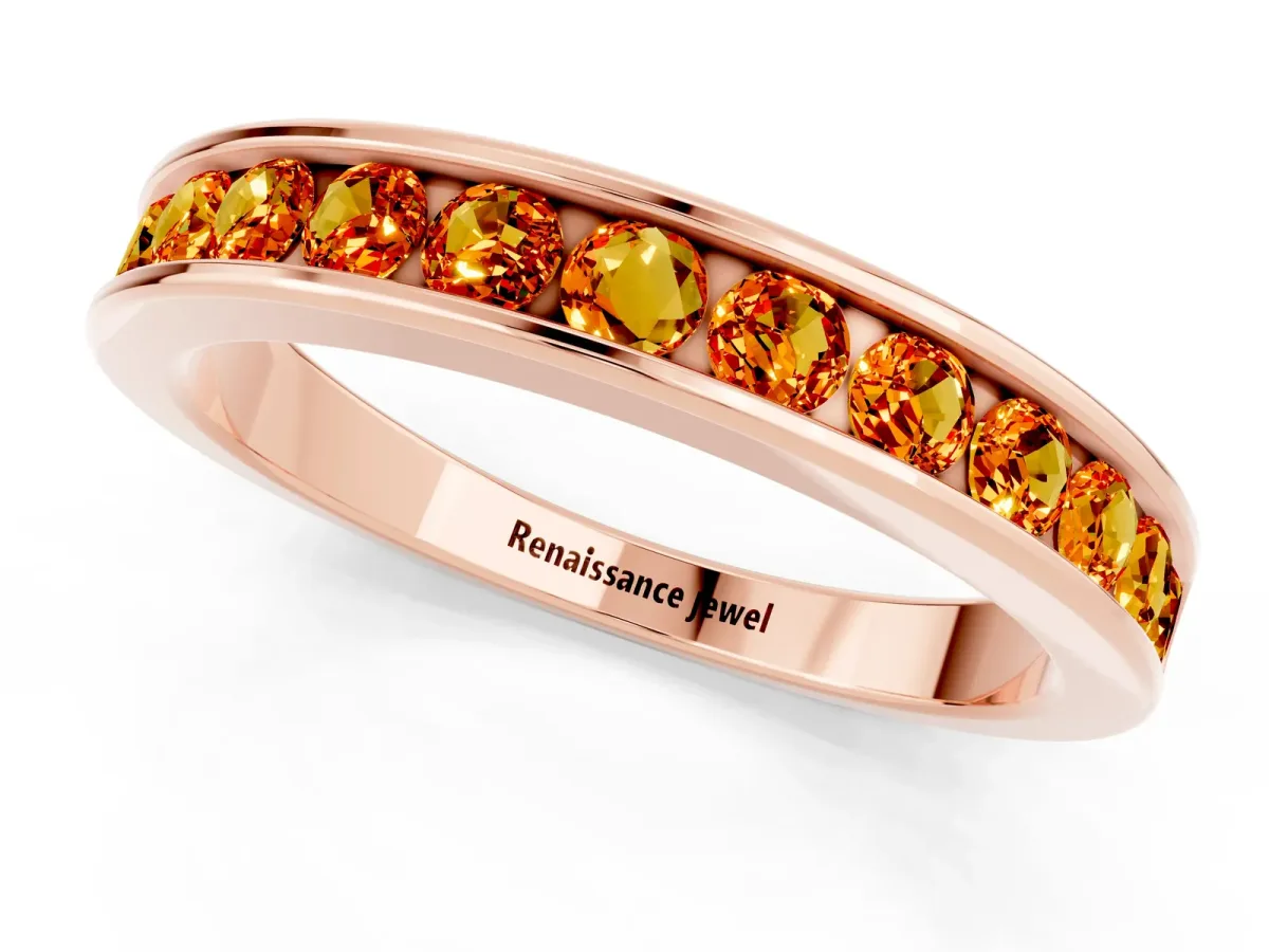 Channel Set Round Citrine Eternity Band Rose gold