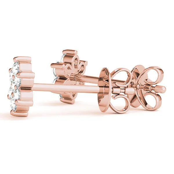 Cluster Round Diamond Stud Earrings Rose gold