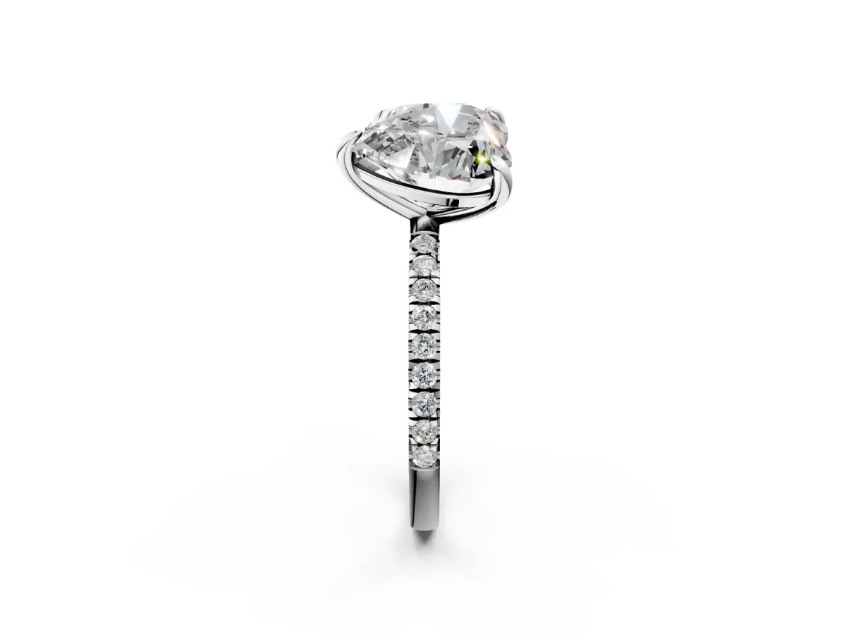Round and Heart Toi Moi Ring with Prong Setting and Pave Band Silver