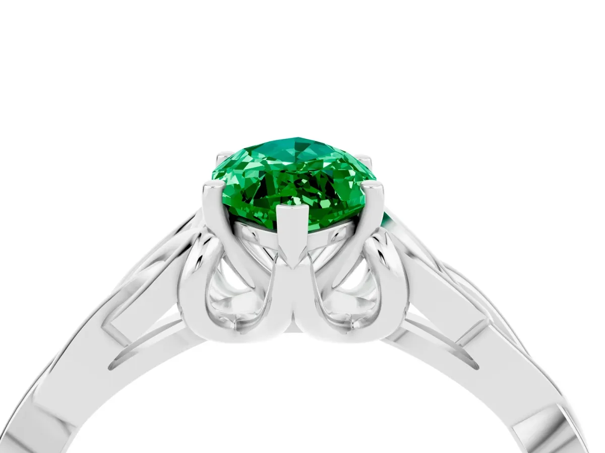 Marquise Cut Emerald Solitaire Celtic Knot Ring with Four-Prong Setting White gold
