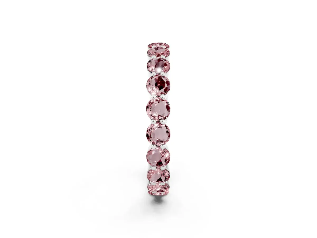 Round Morganite Eternity Band with U-Prong Setting Silver