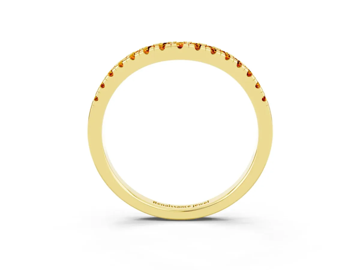 Citrine Pavé Curved Wedding Band Yellow gold
