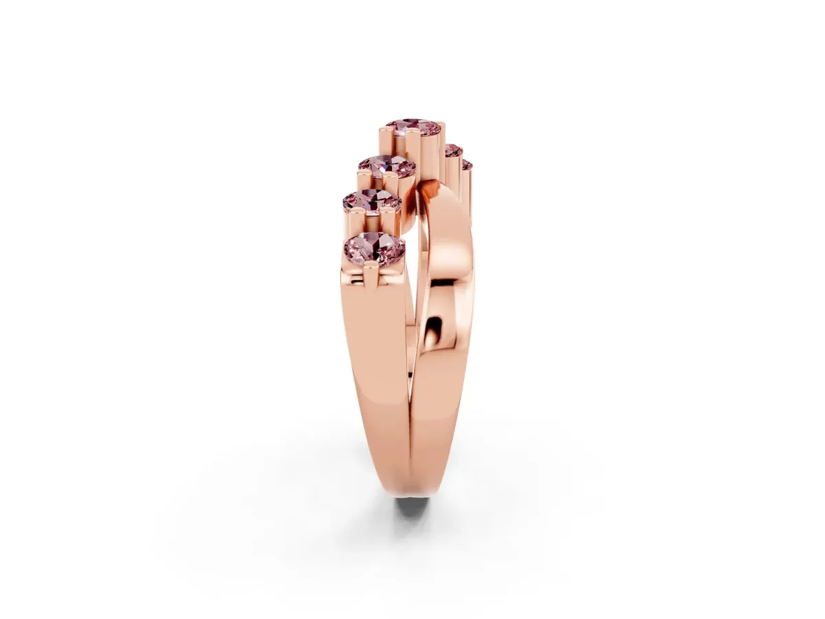 Round Morganite Prong-Set Crossover Band Rose gold