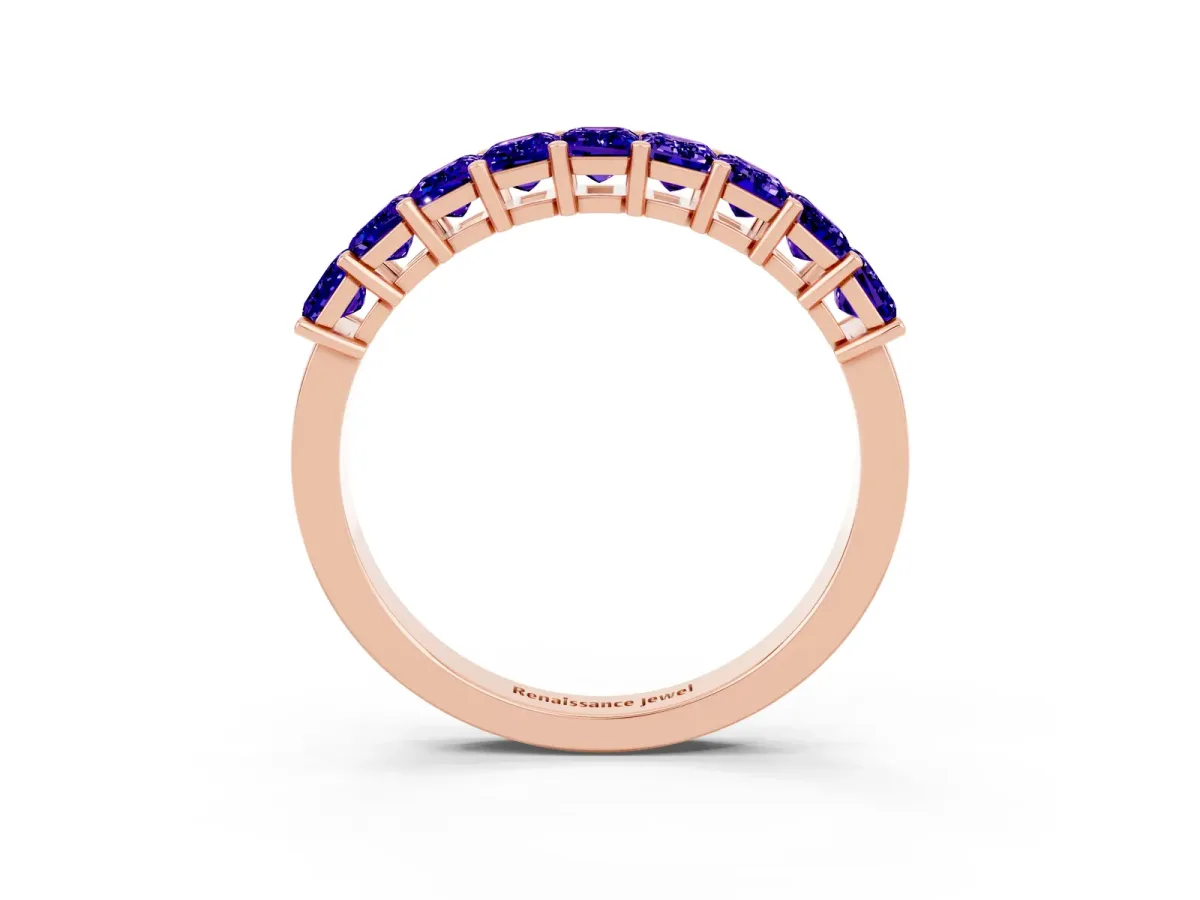 Emerald Cut Tanzanite Prong-Set Eternity Band Rose gold