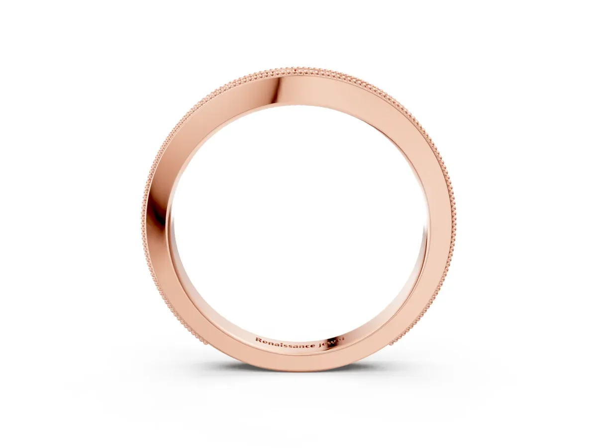 Milgrain Bezel Set Round Diamond Eternity Band Rose gold