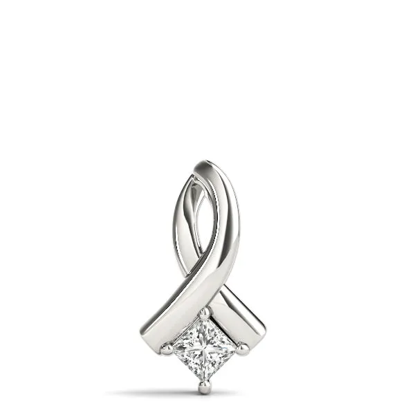 Princess Cut Solitaire Pendant with Twist Prong Setting White gold