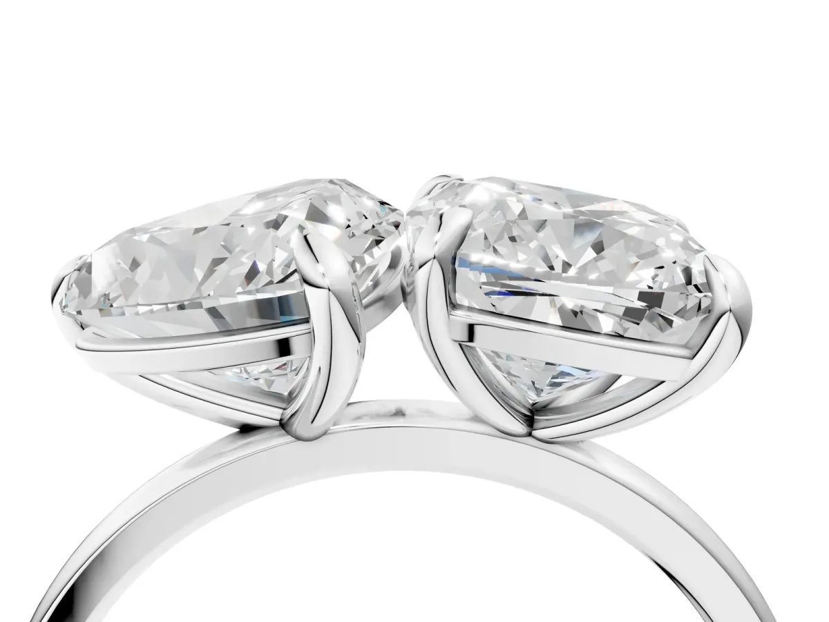 Cushion and Heart Toi Moi Ring with Prong Setting and Plain Band Silver