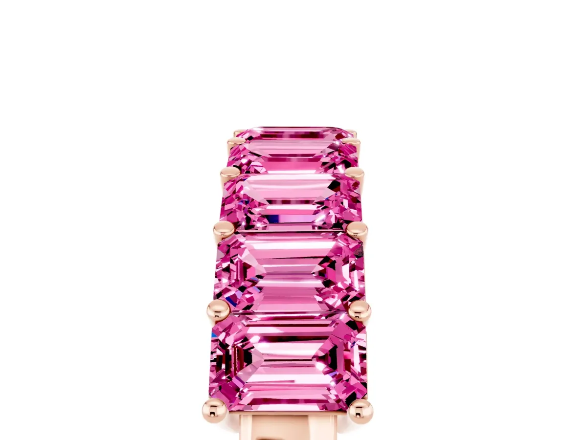 Emerald Cut Pink Sapphire Prong-Set Eternity Band Rose gold